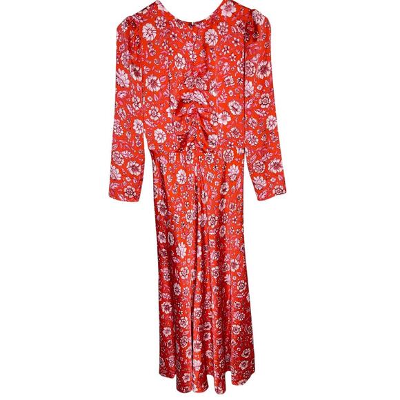 J. Crew Featherweight satin midi Dress size 6 Poppy fields Glam Floral Formal - Picture 5 of 13